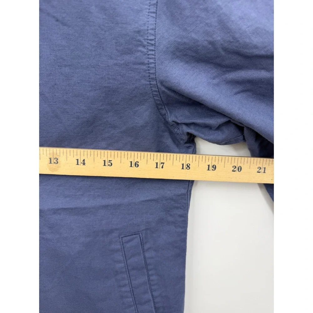 Muji Hemp Cotton Blend Chore Jacket Womens XS Blue Button Front Lightweight Coat